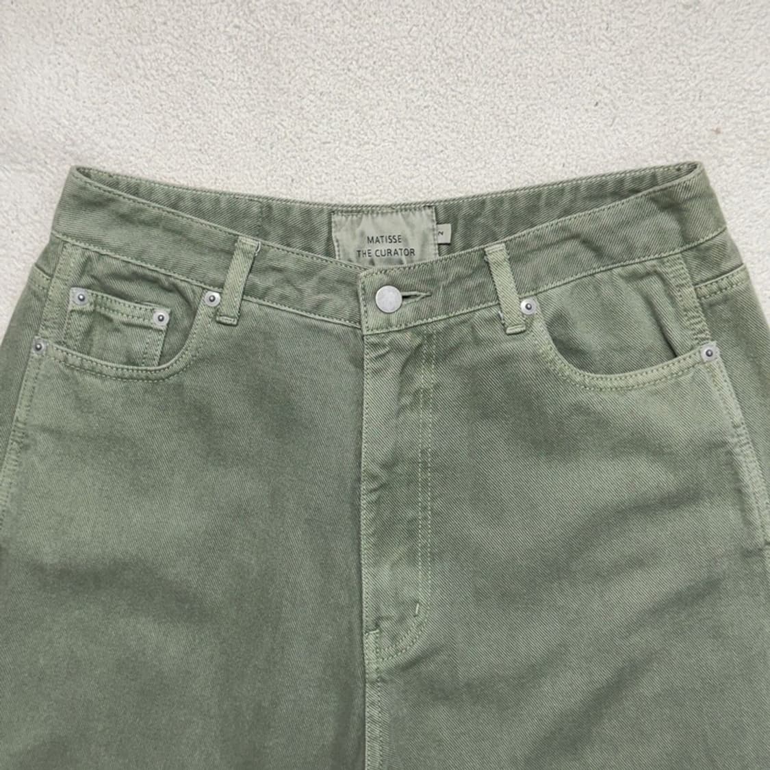 마티스 더 큐레이터 와이드 다잉 데님 팬츠 그라스 그린 2 상품이미지2