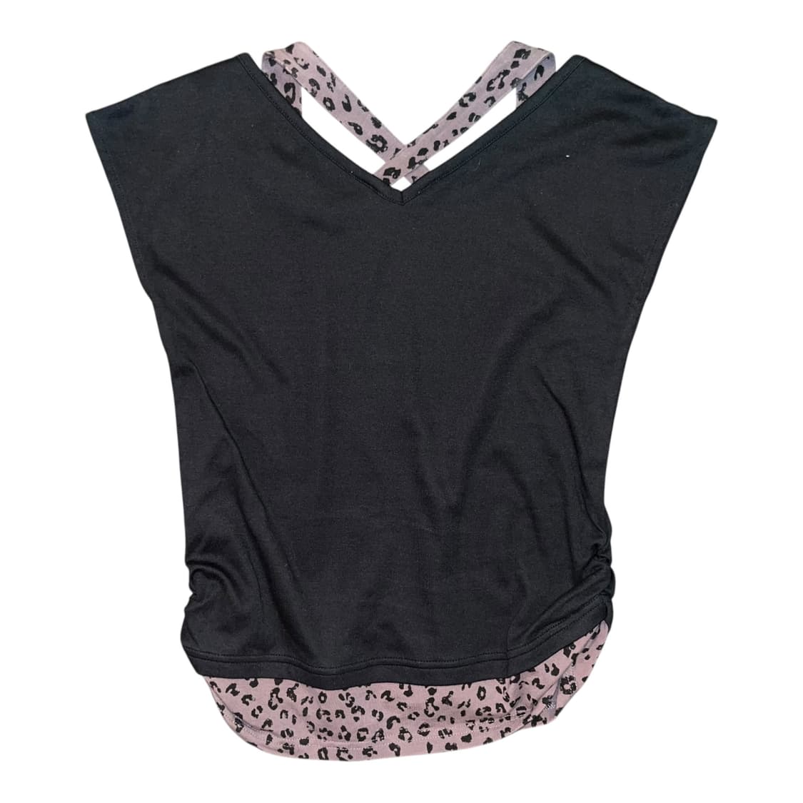 호피 레이어드 셔링 반팔티 갸루y2k펑크 상품이미지4