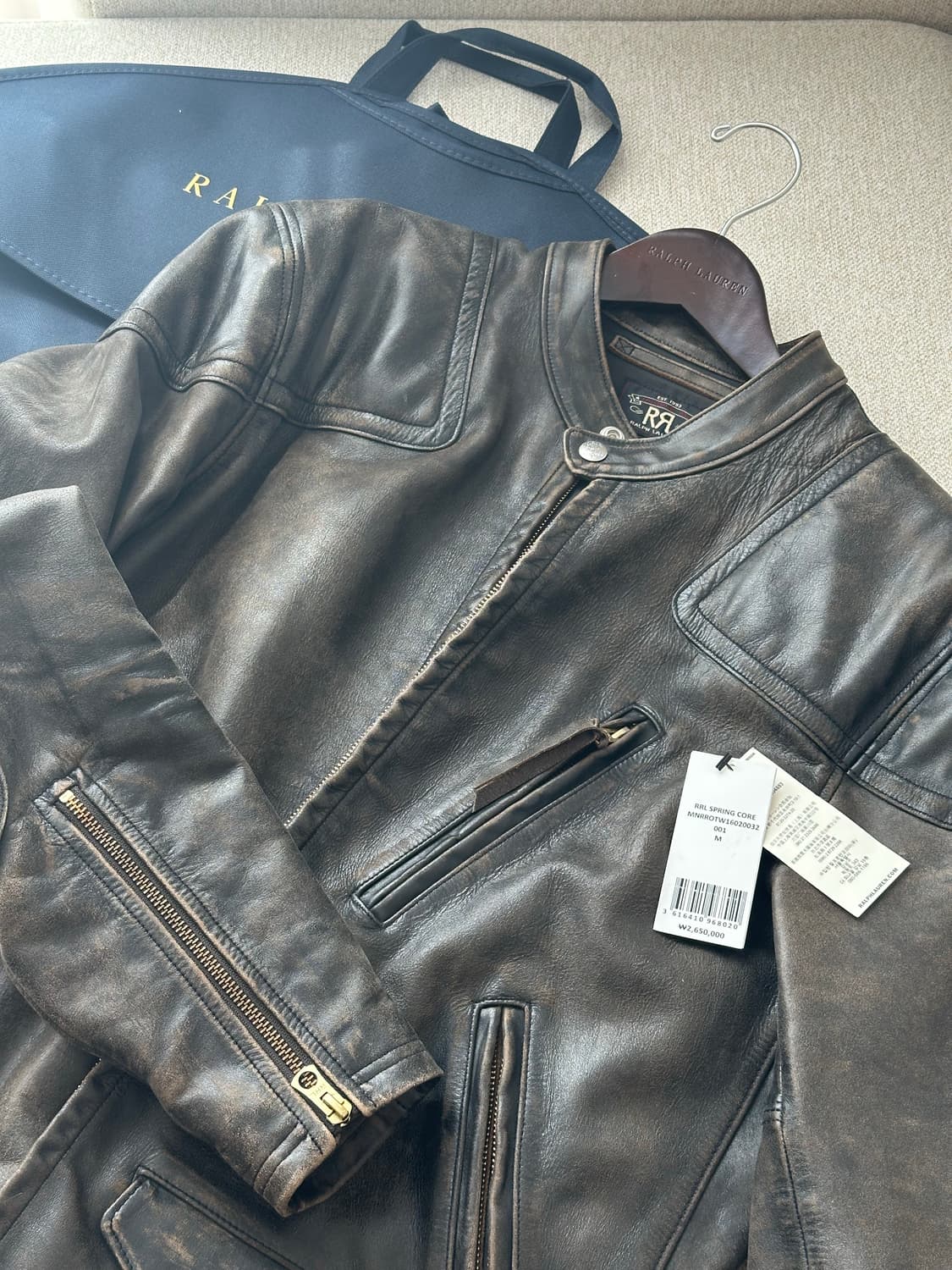 RRL 슬림핏 레더 모토 자켓 M 상품이미지6