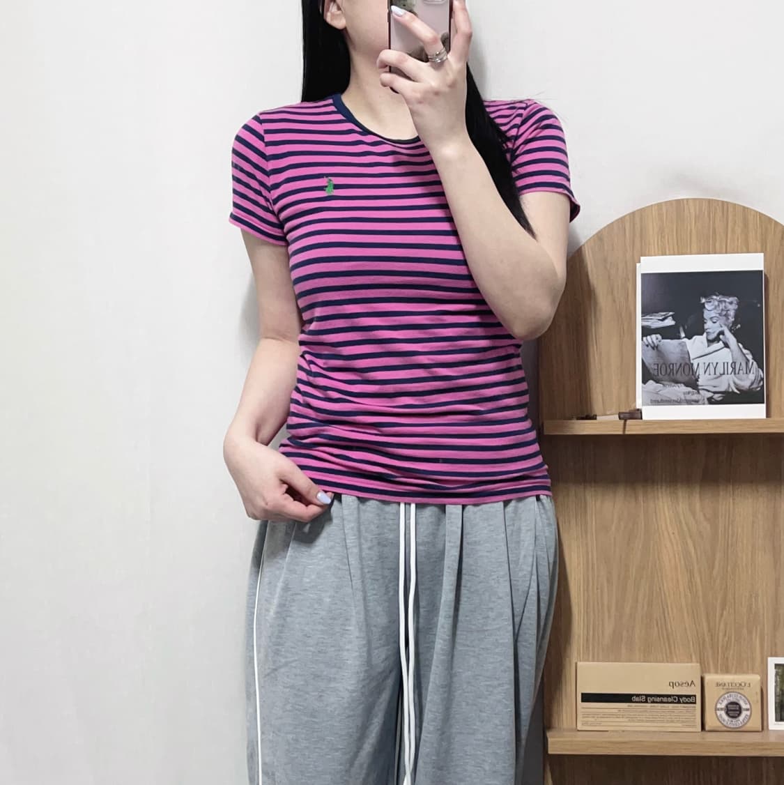 [정품] 폴로 플럼네이비 / 그린포니 단가라 반팔티 [ M ]  상품이미지1