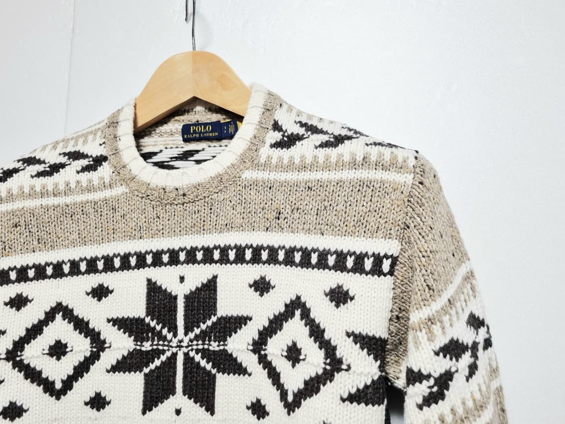 여성 레어 2022 폴로 QR인증 인타르시아 울 블렌드 긴팔 스웨터 니트 상품이미지6