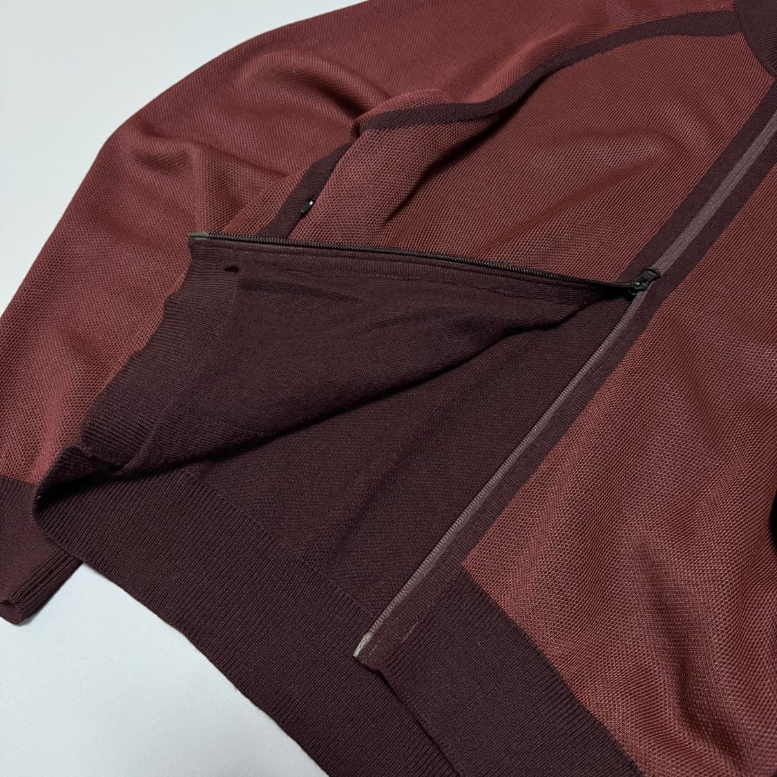 Y-3 버건디컬러 클래식 자카드 니트 쇼트 니트 집업 상품이미지4