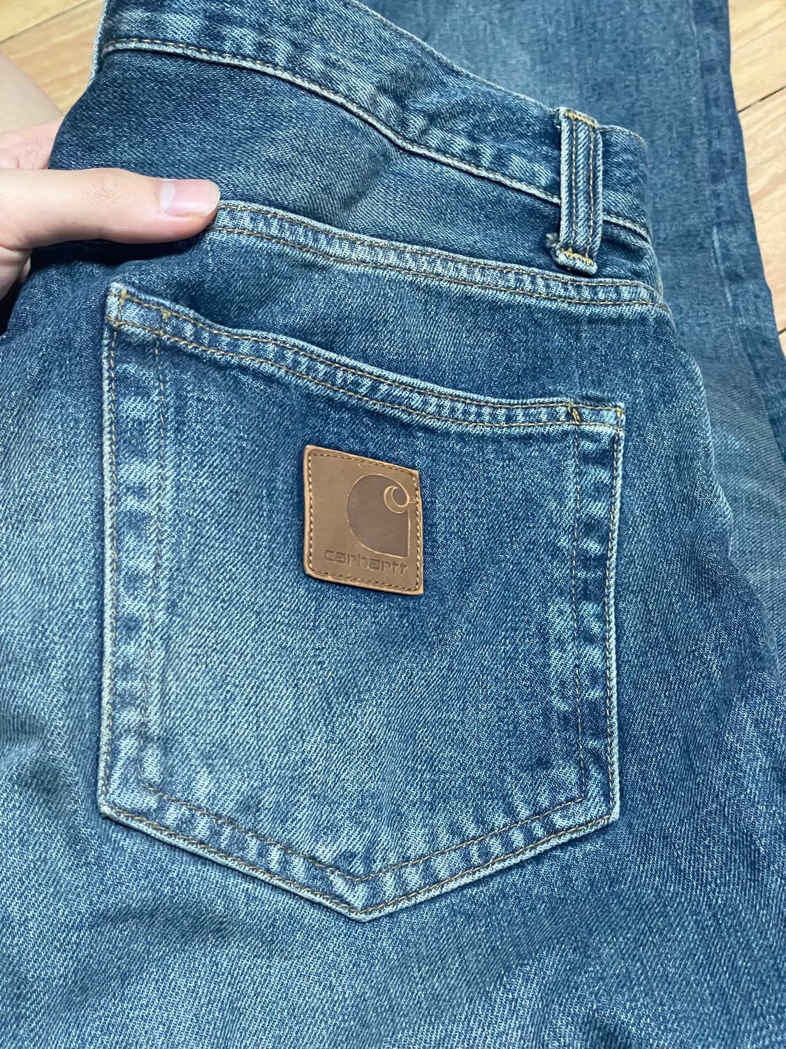 칼하트 wip 랜든 팬츠 스미스 블루 원 유즈드 워시 상품이미지5