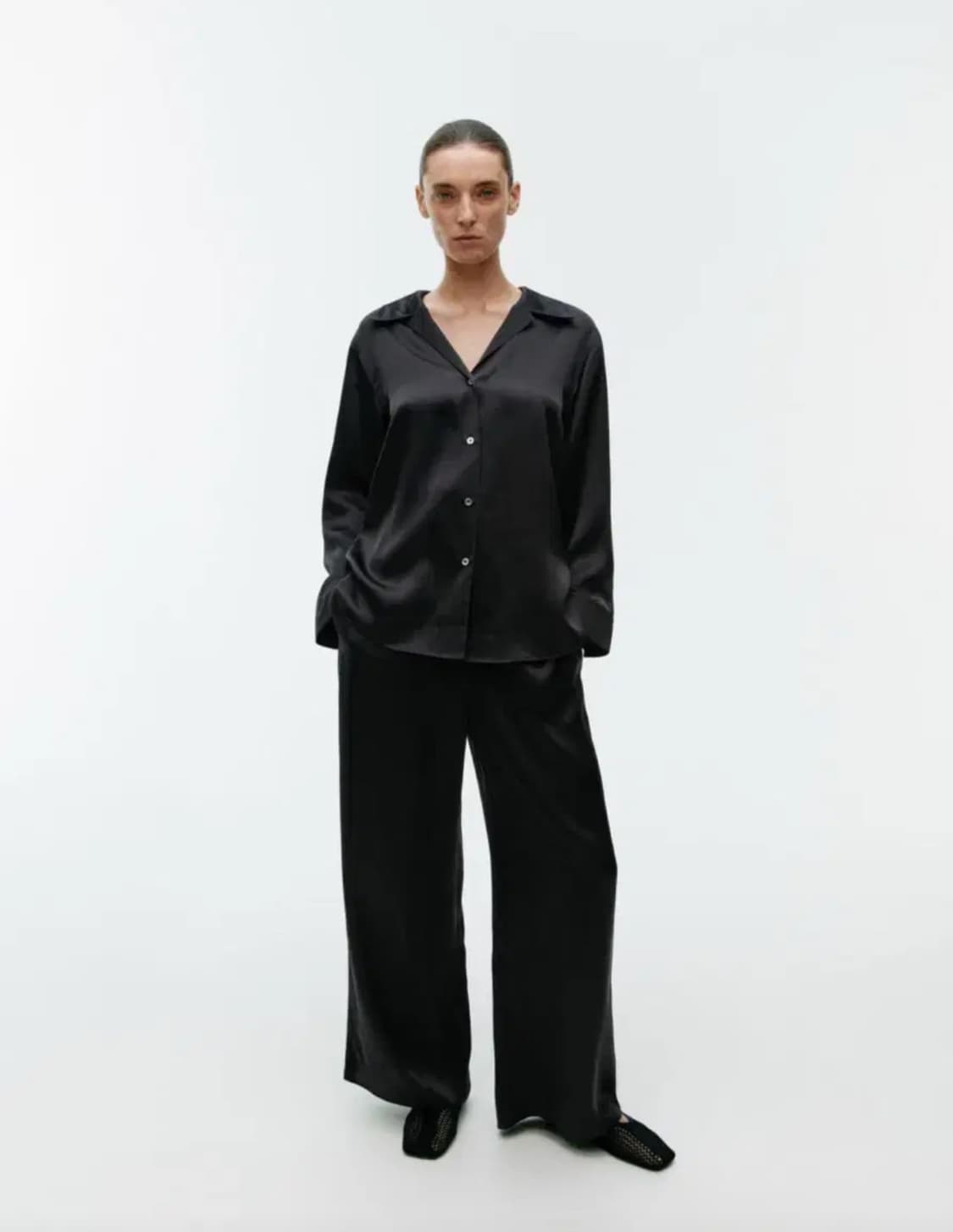 ARKET 아르켓 블랙 실크 셔츠 XS 상품이미지1