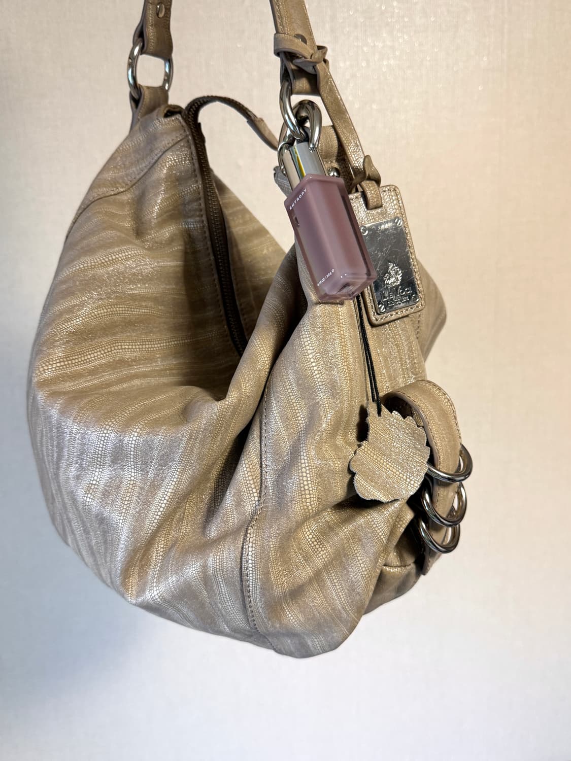 베이지 레더 숄더백 빈티지 상품이미지2