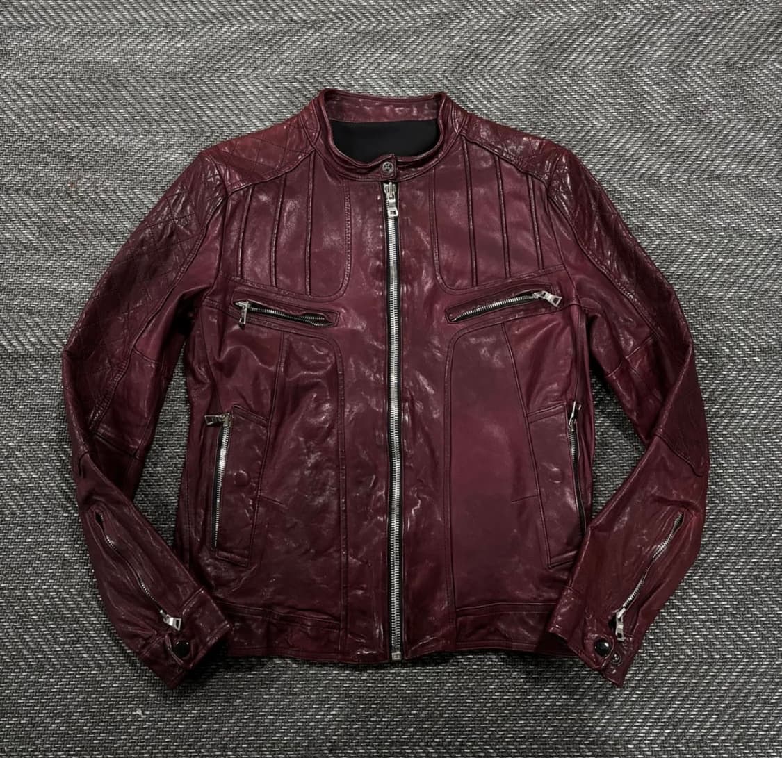 급처 이태리 슬림 크로스 베지터블 램스킨 자켓 버건디 상품이미지1