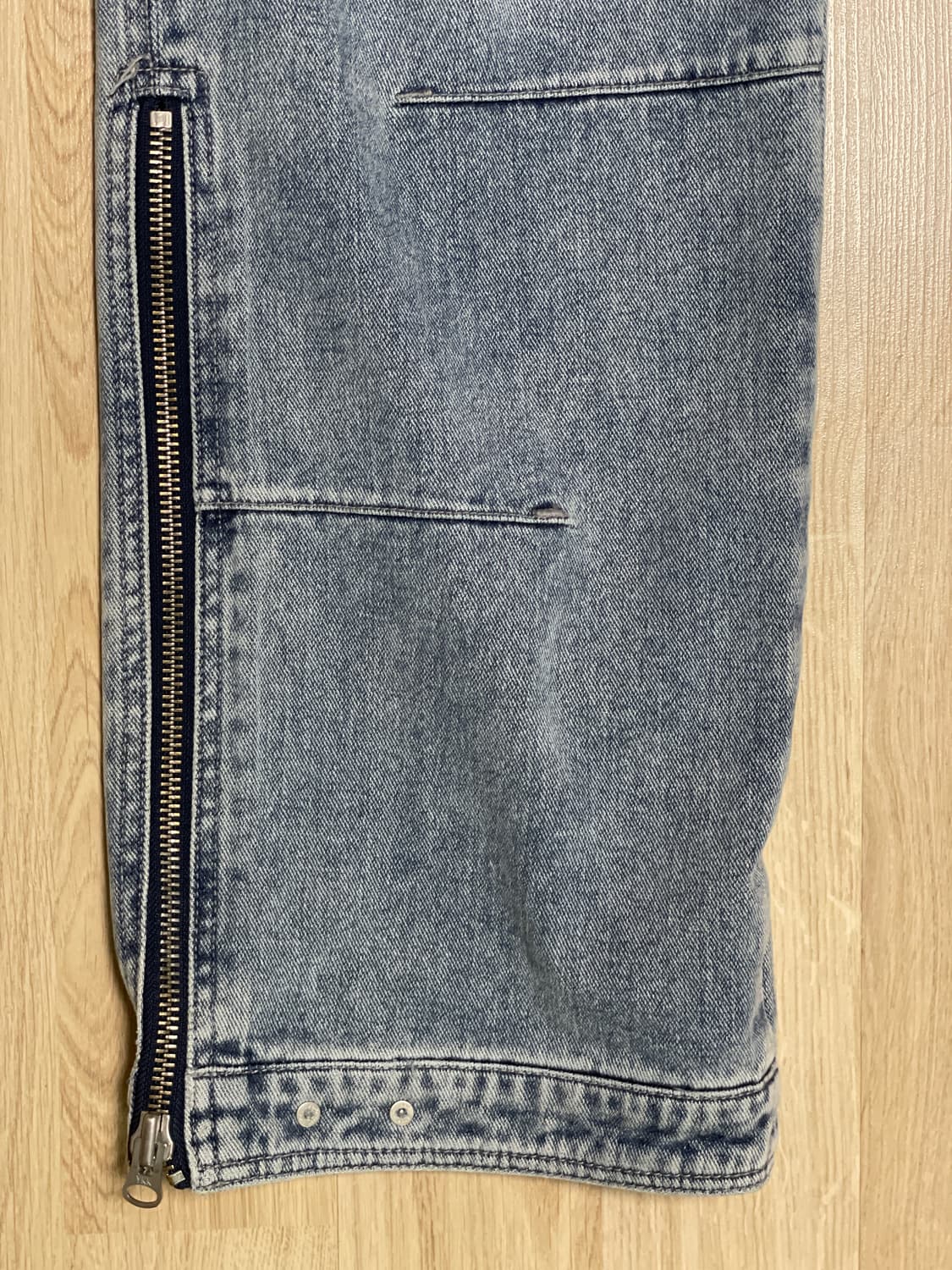 앤더슨벨 워시드 블루 지퍼 와이드 레그 진 33size 상품이미지6