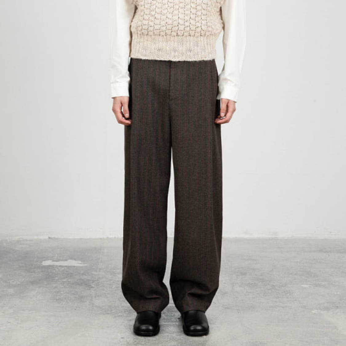 (L)아모멘토 울 마틴 팬츠 브라운  상품이미지1