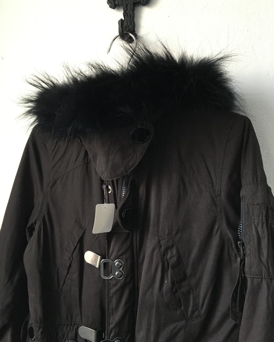 Fake fur hood high neck filed jacket 상품이미지3