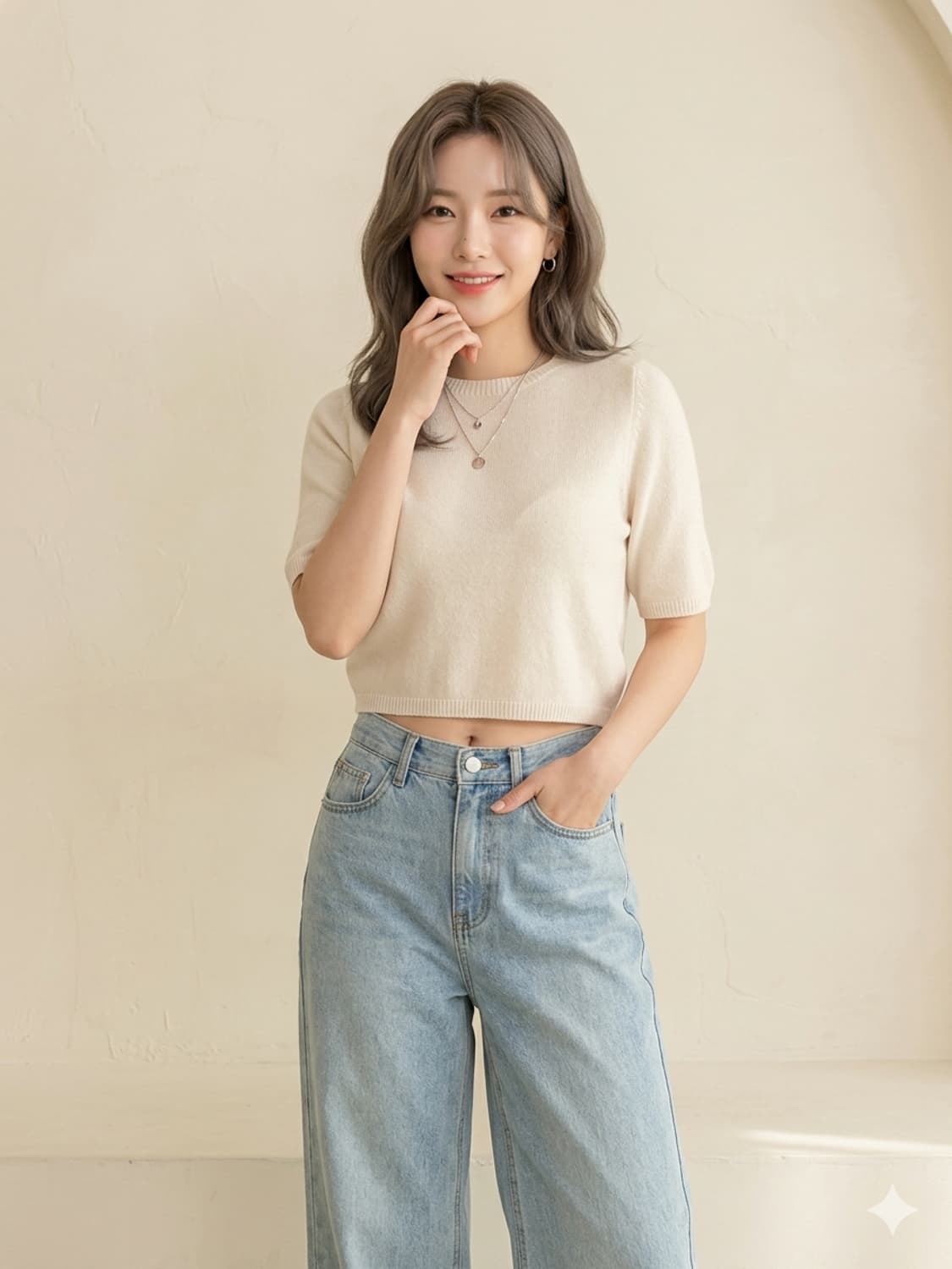 QUEEN'S RABBIT 퀸즈래빗 파인울 100% 반팔 니트 상품이미지1