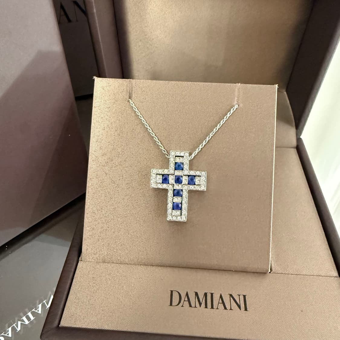 (L)다미아니 벨에포크 십자가 목걸이 다이아몬드 사파이어 블루 상품이미지4
