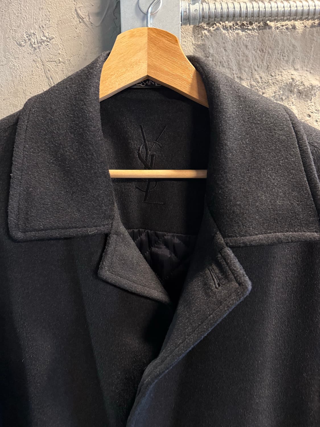 입생로랑 캐시미어 블렌드 울 코트 블랙 L 상품이미지5