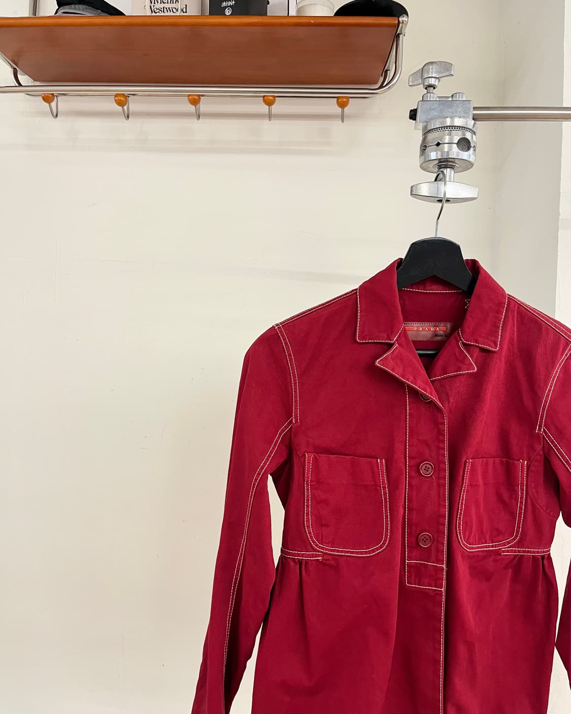 프라다 레드 코튼 버튼 업 자켓 상품이미지3