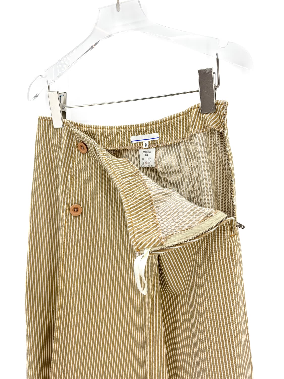 빈티지 버튼 스트라이프 미디 스커트 상품이미지5