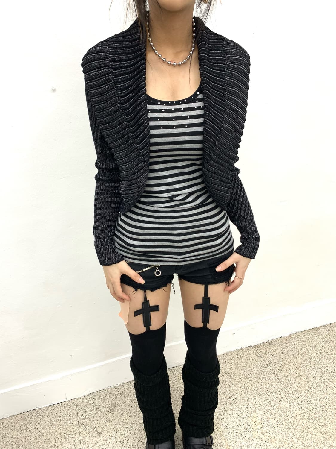 Pleated collar knit cardigan 상품이미지3