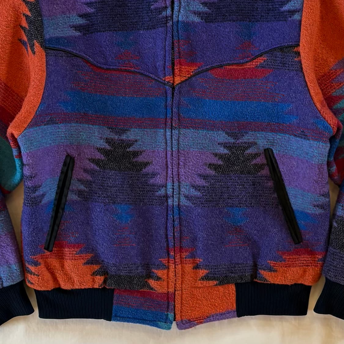 (W55) 80s USA PIONEER WEAR 나바호 자카드 블루종 상품이미지4