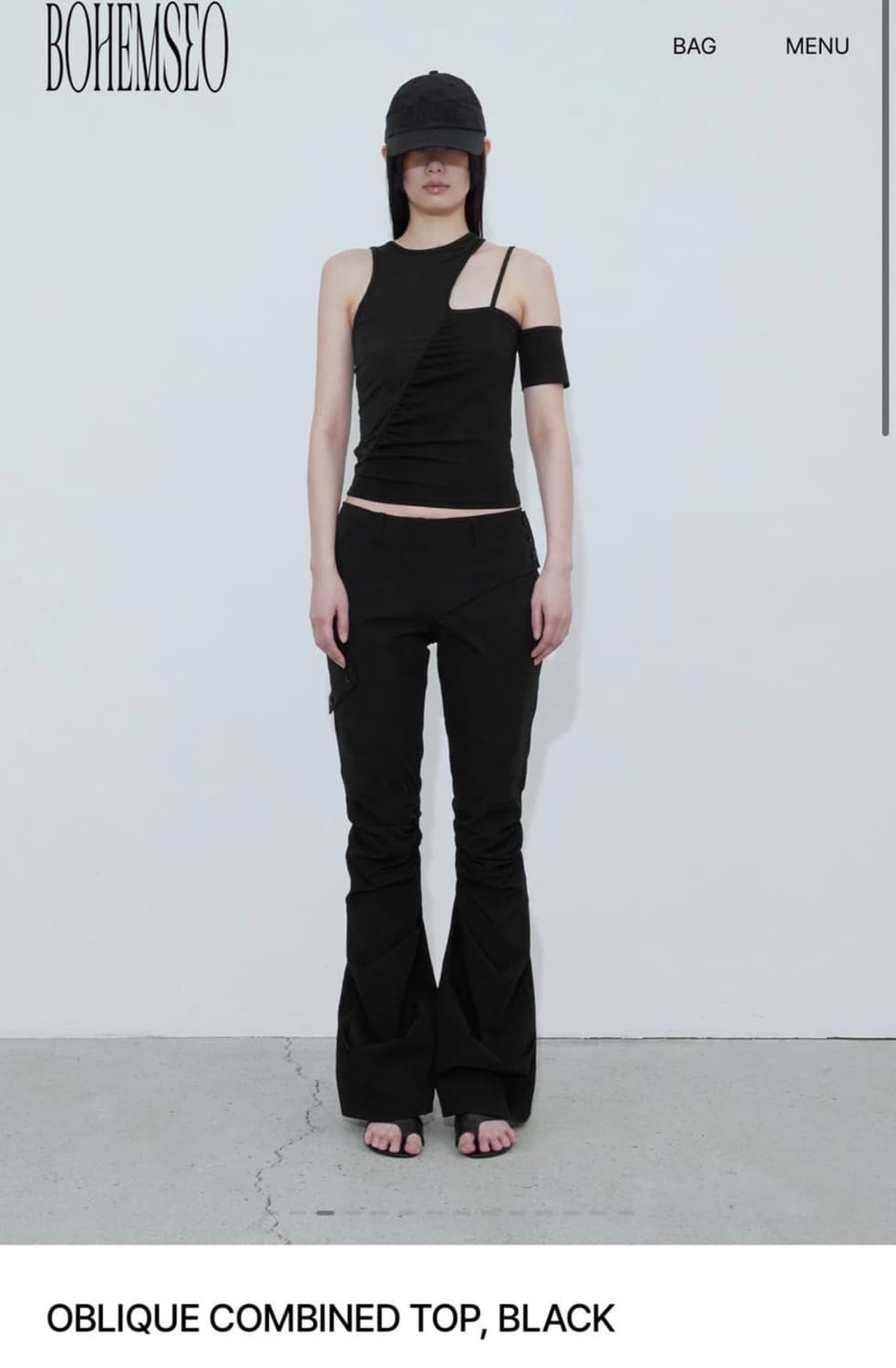 보헤미안서울 OBLIQUE COMBINED TOP BLACK 상품이미지1