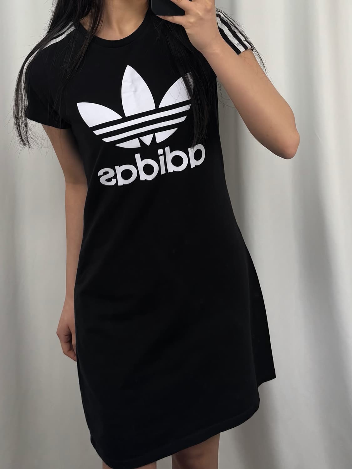 아디다스 블랙 빅로고 반팔 원피스 상품이미지2