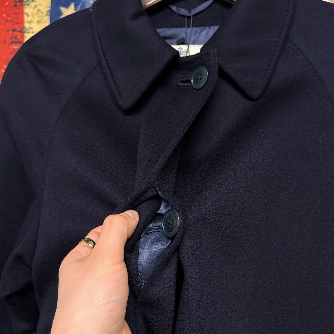 80~90s 아쿠아스큐텀 퓨어 캐시미어 로브 랩 코트 잉글랜드 N1231 상품이미지5