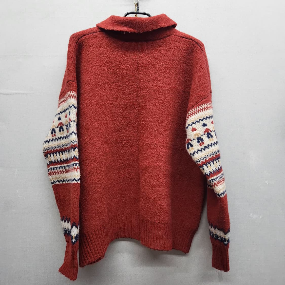 노르딕 패턴 카라 반집업 니트 L 상품이미지3