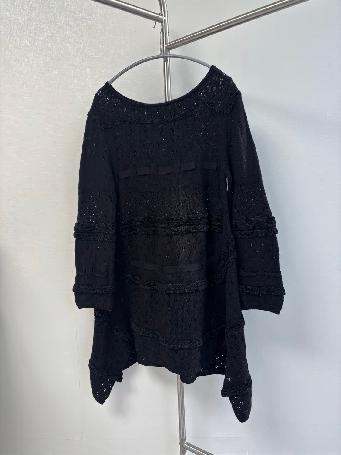 폴리 테이프 트리밍 언빌 크로셰 원피스 상품이미지1