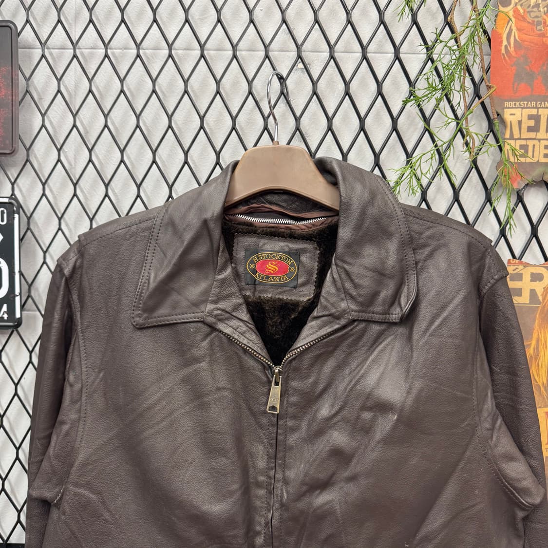 90s USA VINTAGE 레더 블루종 봄버자켓 다크브라운 상품이미지3