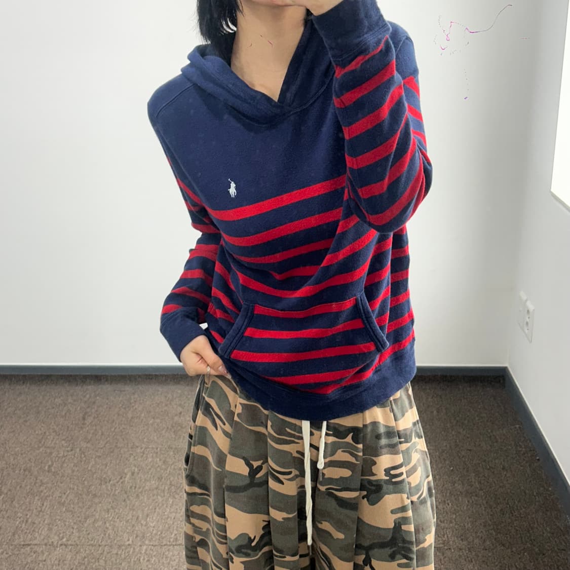 Polo 폴로 화이트포니 레드 네이비 스트라이프 후드티 상품이미지1