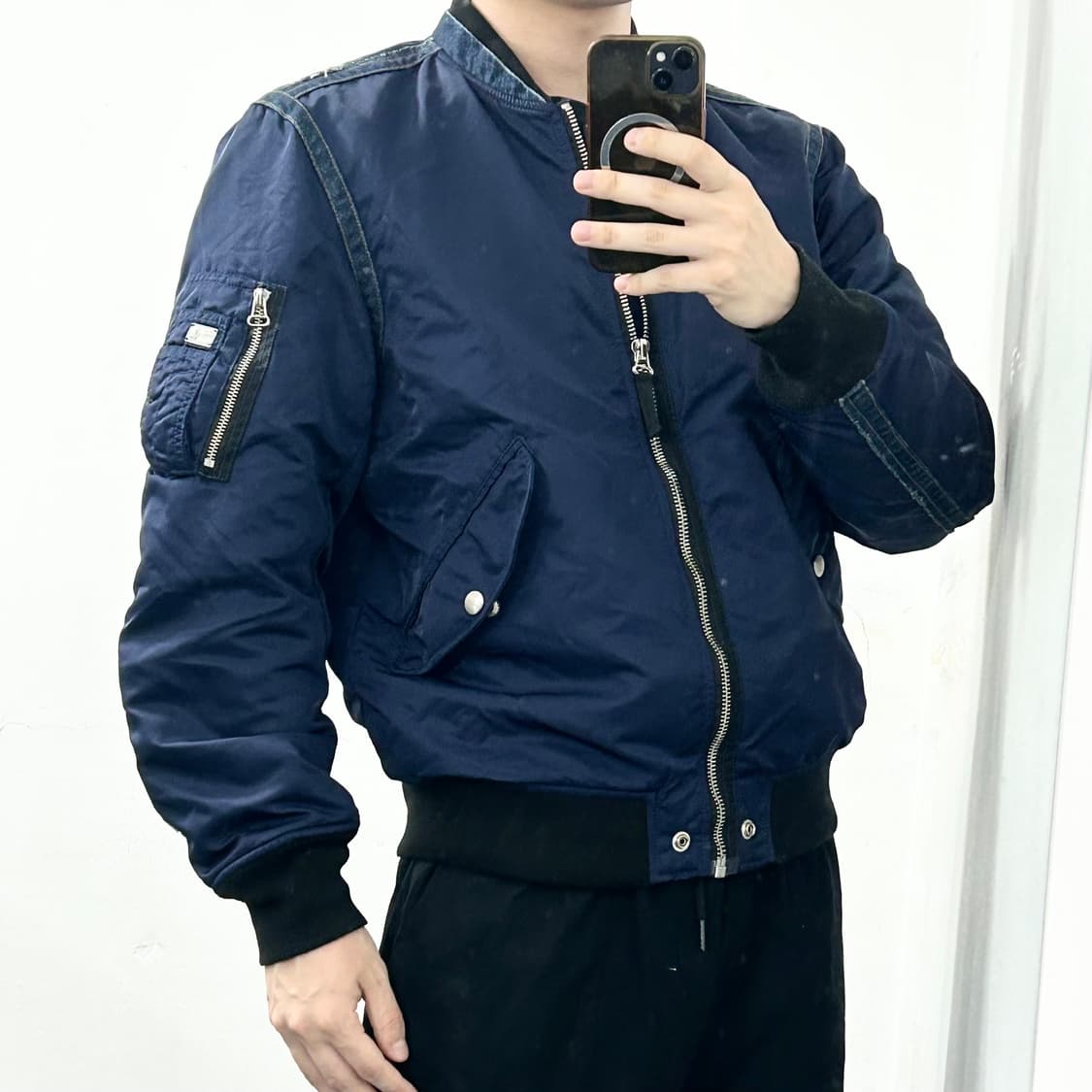 디젤 아카이브 데님 트리밍 나일론 MA-1 자켓 상품이미지2