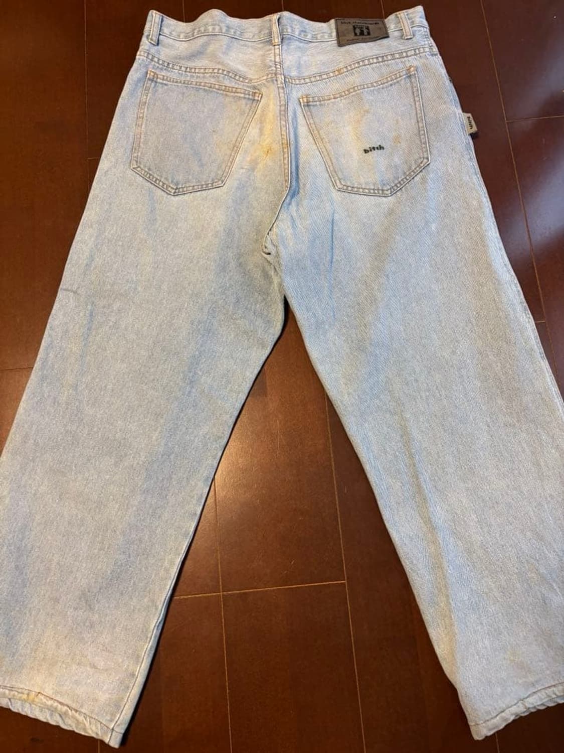 90s 빈티지 비치 스케이트보드 시그니처 자수 와이드 배기 데님 청바지 상품이미지2