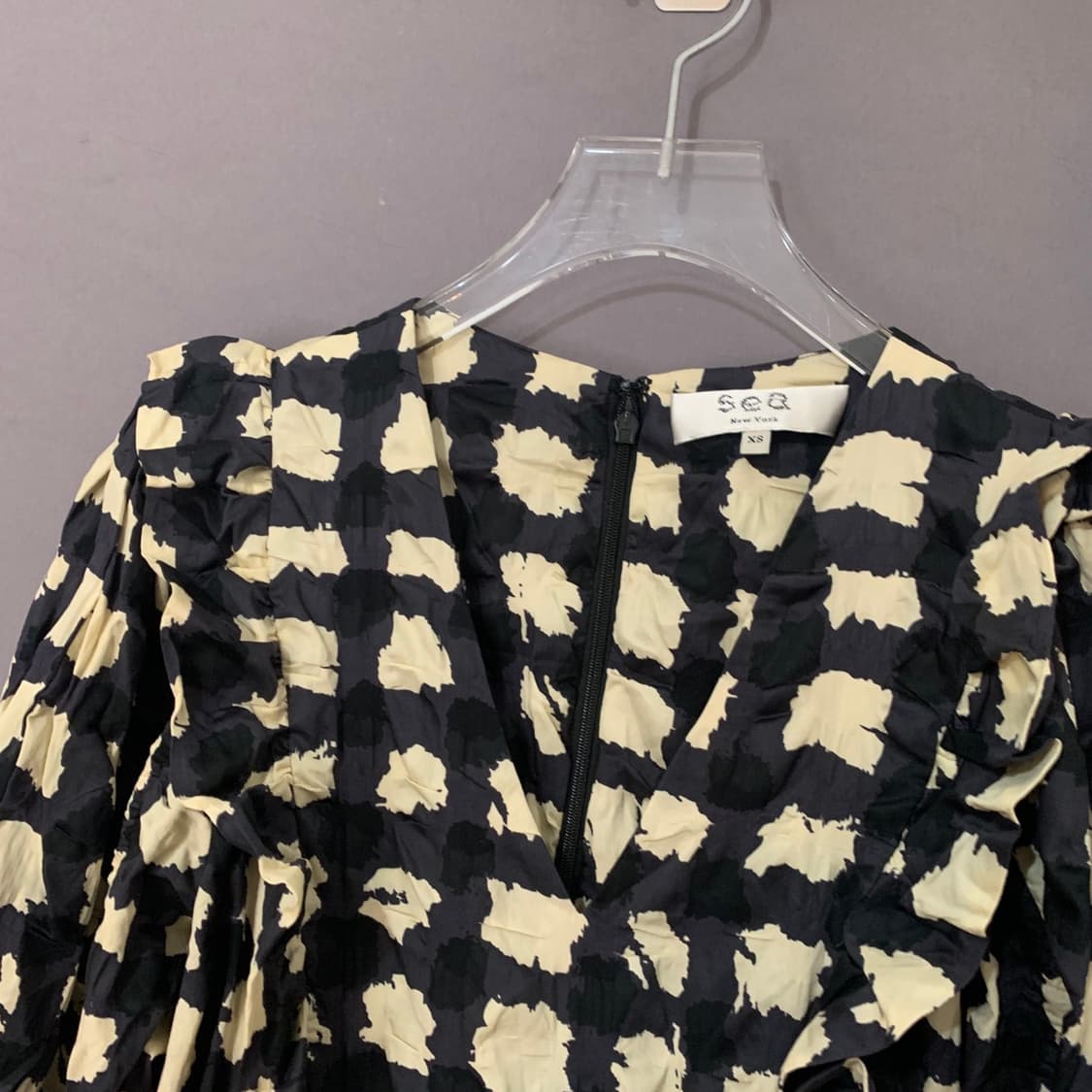 XS SEA NY 씨뉴욕 진저 깅엄 체크 스모크 반팔 프릴 원피스 상품이미지5