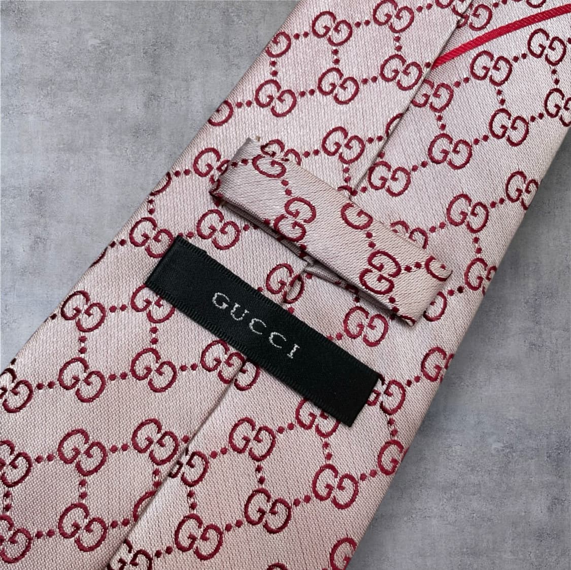 구찌 Gucci 핑크베이지 GG 패턴 실크 넥타이 상품이미지5