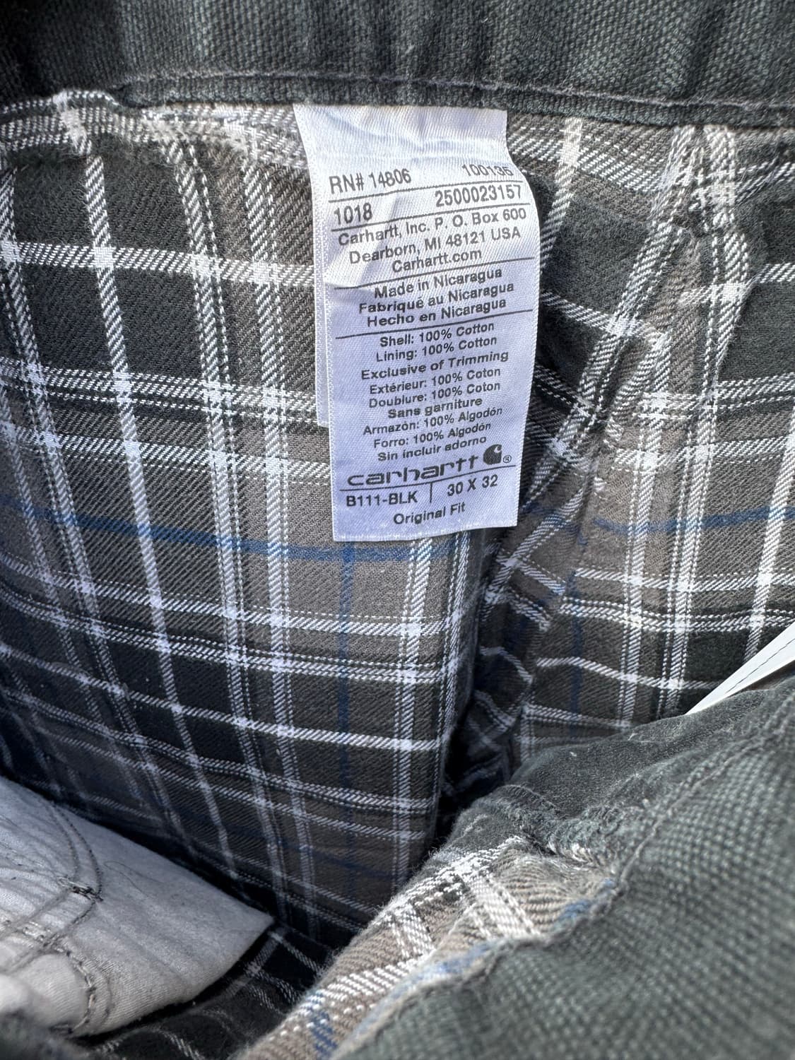 칼하트 빈티지 b111 블랙 플란넬 안감 싱글니 카펜터 워크 팬츠 상품이미지8