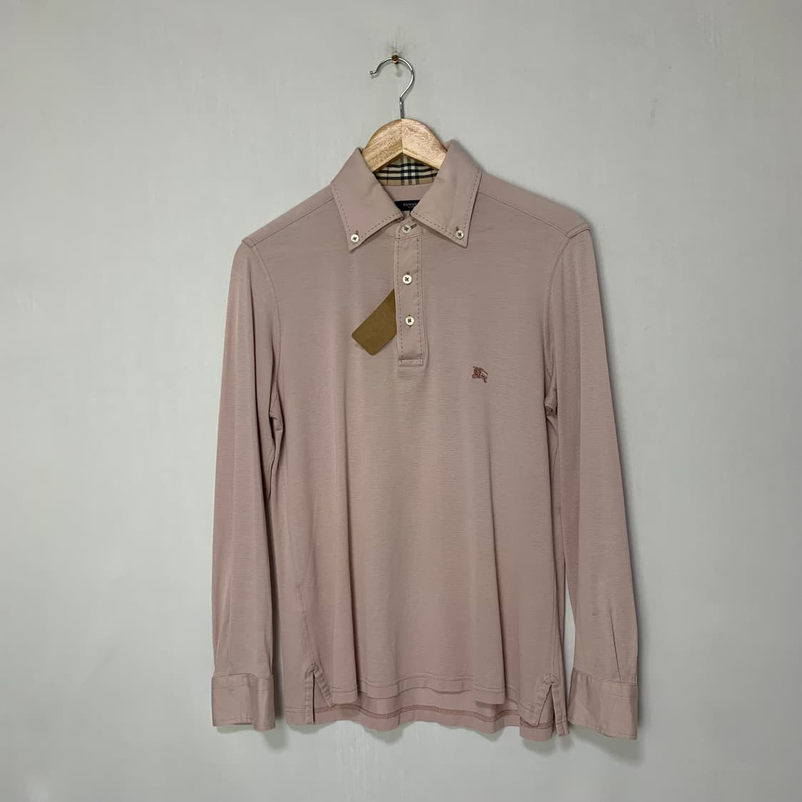 버버리 런던 빈티지 핑크 긴팔 카라 티셔츠 M 롱슬리브 상품이미지1