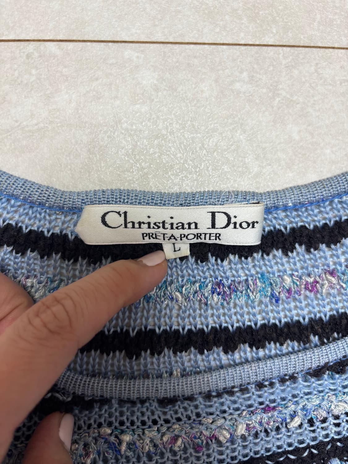 크리스찬 디올 스트라이프 반팔 니트 L사이즈 상품이미지2