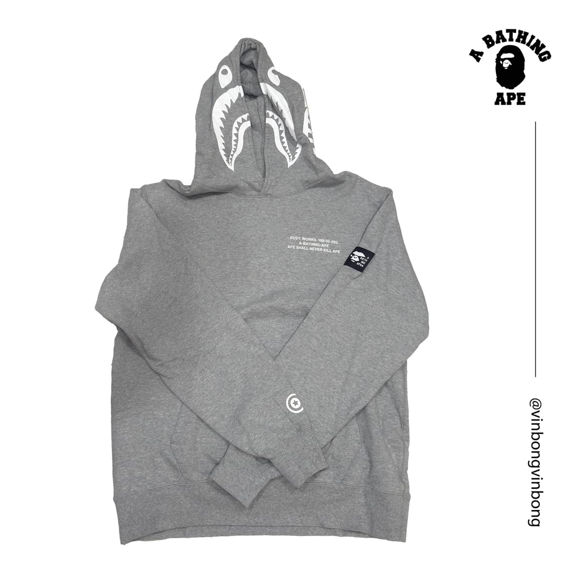 베이프 샤크와이드 풀오버 후드티 상품이미지2