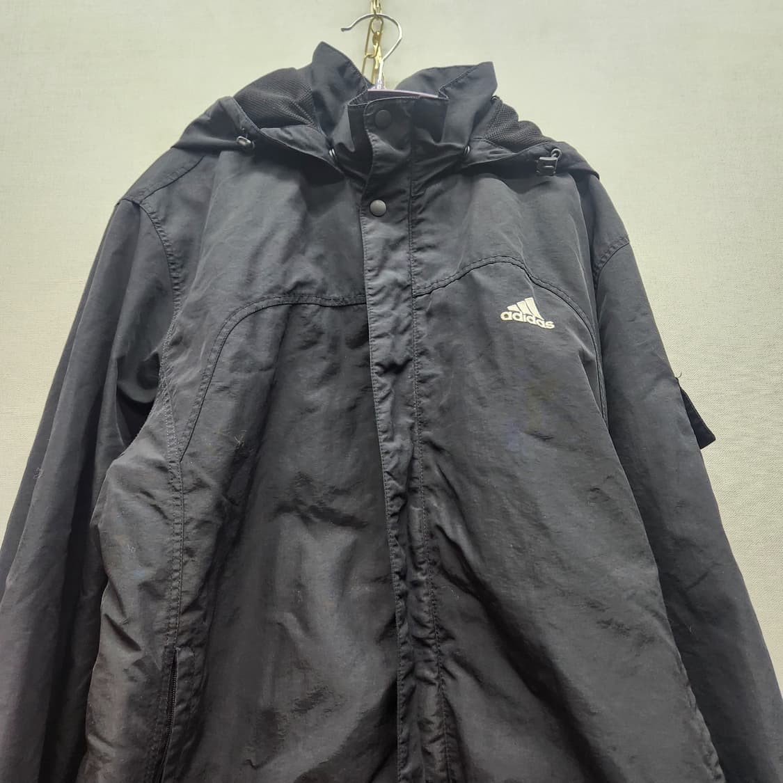 아디다스 로고 사이드 포켓 스트링 후드바람막이100(L) 상품이미지2