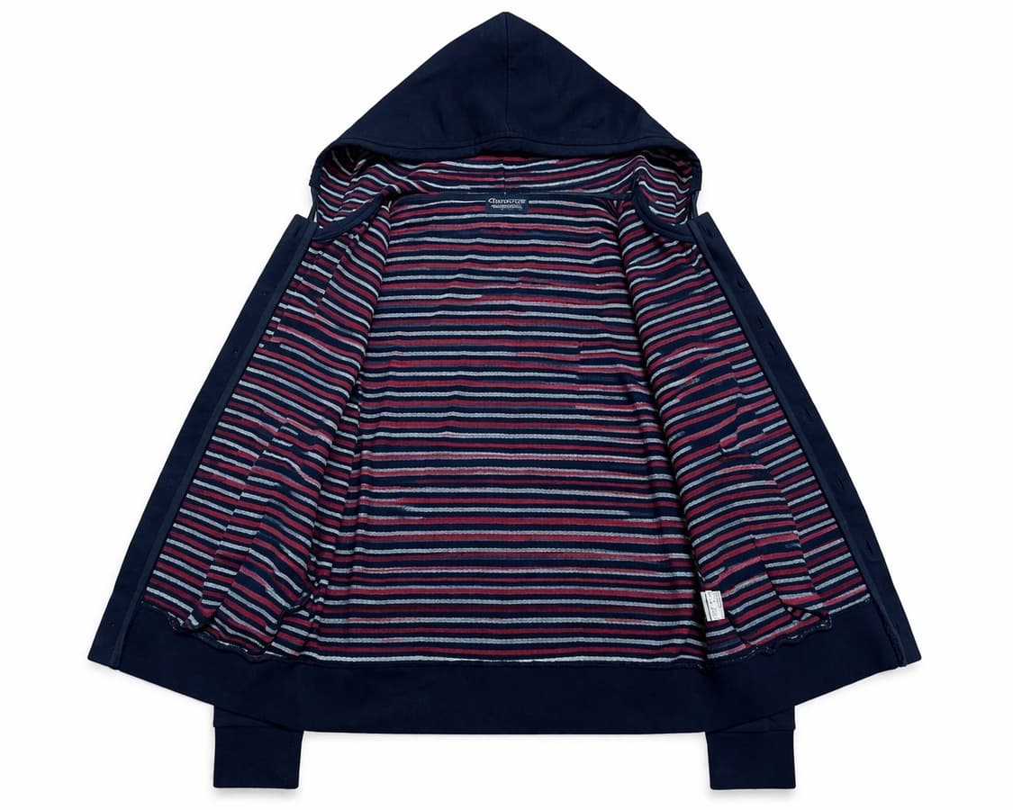 JPN 00s 일본빈티지 Y2K 모리걸 네이비 스트라이프 후드 가디건 M 상품이미지3