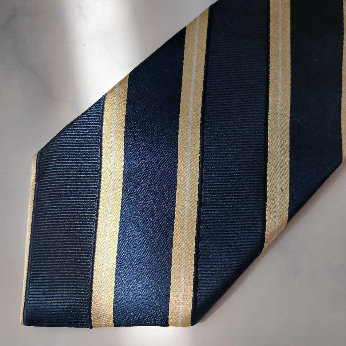 타미 힐피거 실크 네이비 스트라이프 넥타이 8.5cm A등급 E717 상품이미지5