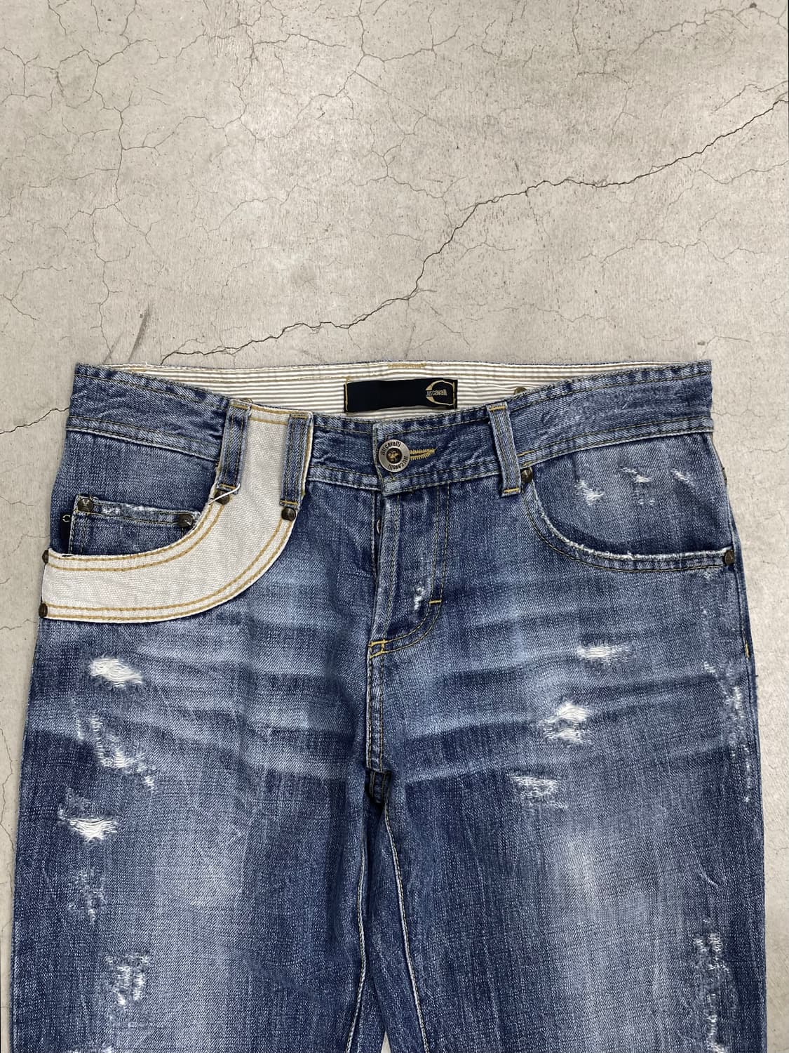 저스트 카발리 레더 데님 팬츠 상품이미지4