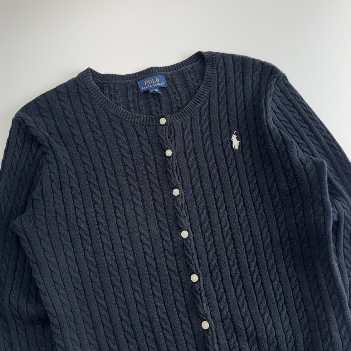 Polo 폴로 화이트 포니 네이비 케이블 니트 가디건 상품이미지4