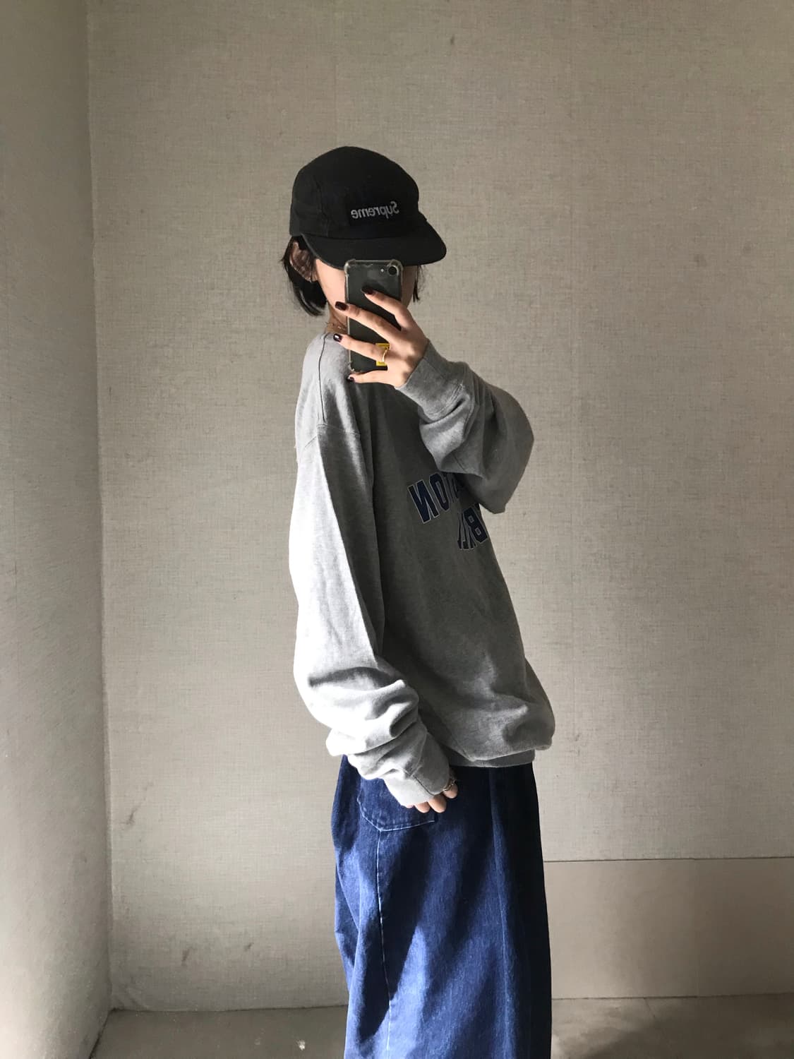 챔피온 그레이 베이스볼 오버핏 맨투맨 상품이미지3