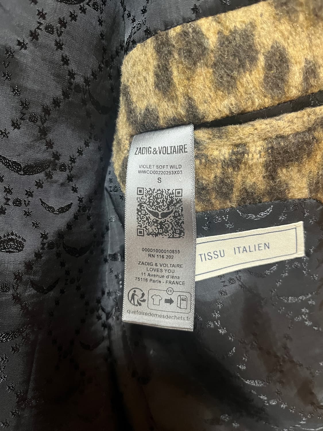 국내품절템) 쟈딕앤볼테르 violet 레오파드 코트 상품이미지2