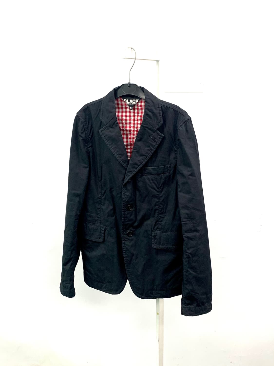 꼼데가르송블랙 깅엄테일러드자켓 s 상품이미지5
