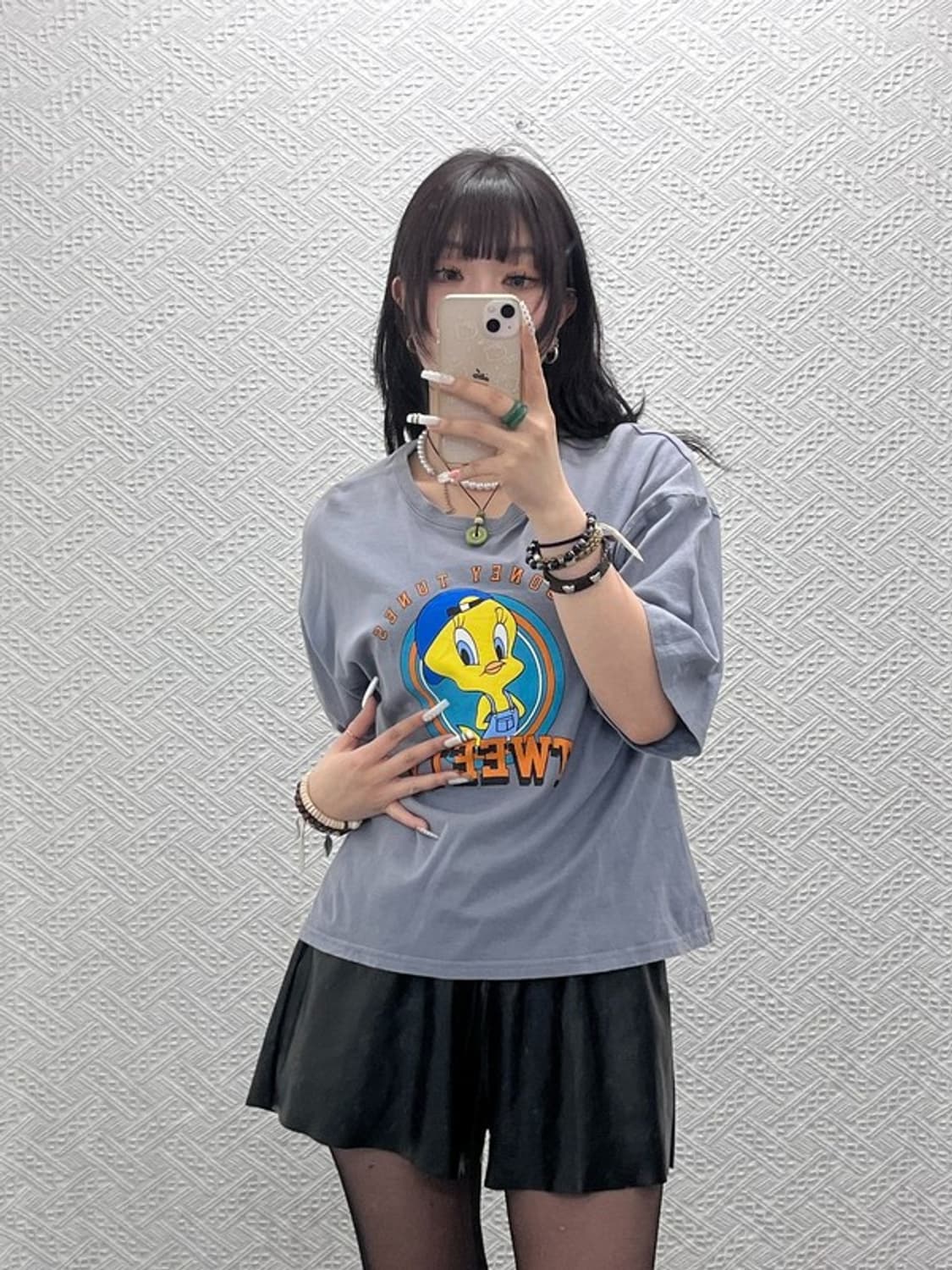 루니툰즈 레트로 희귀 90's 트위티 프린팅 반팔티 M C10906 상품이미지1