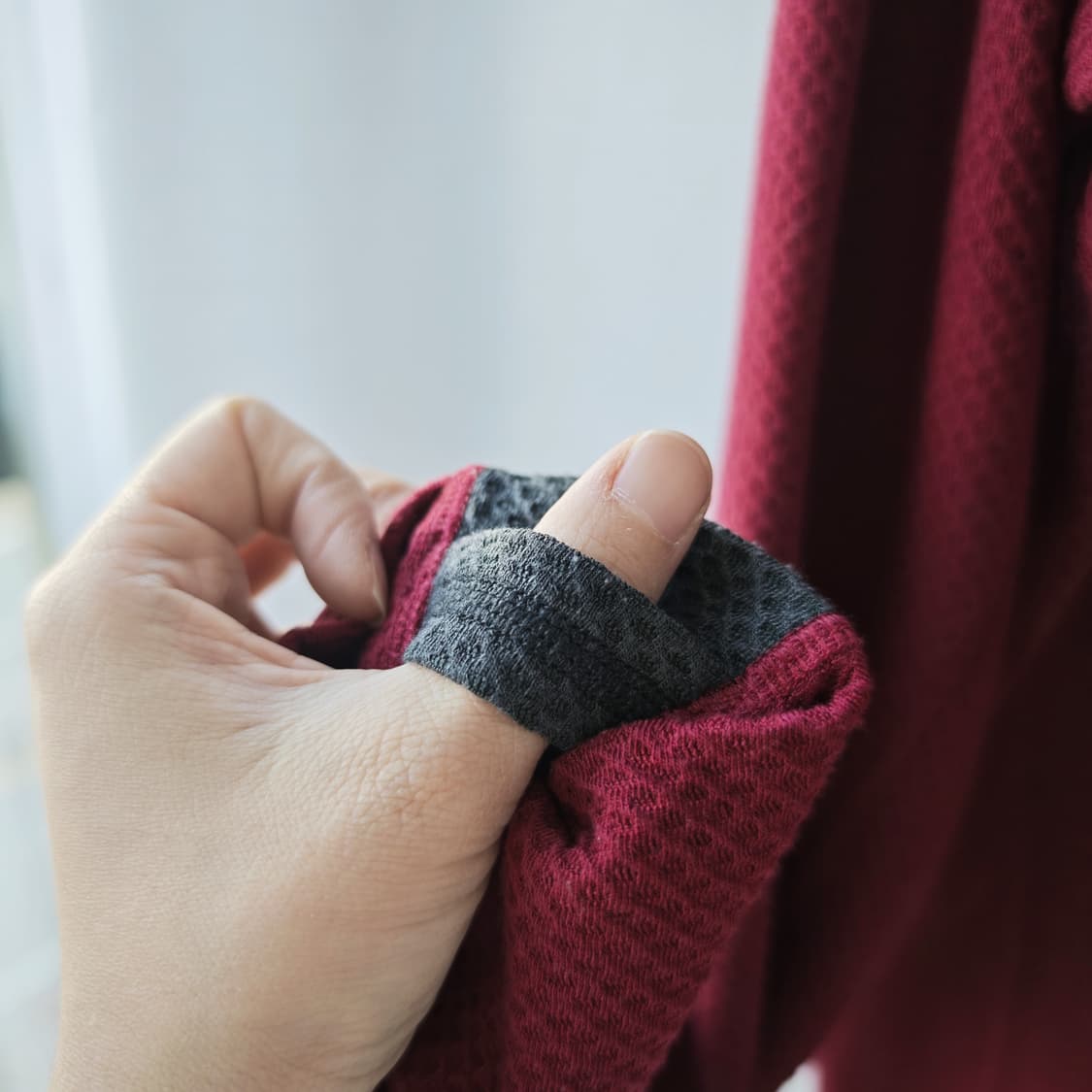 클라터뮤젠 Huge Crew 울혼방 긴팔 티셔츠 와인레드 M 상품이미지4