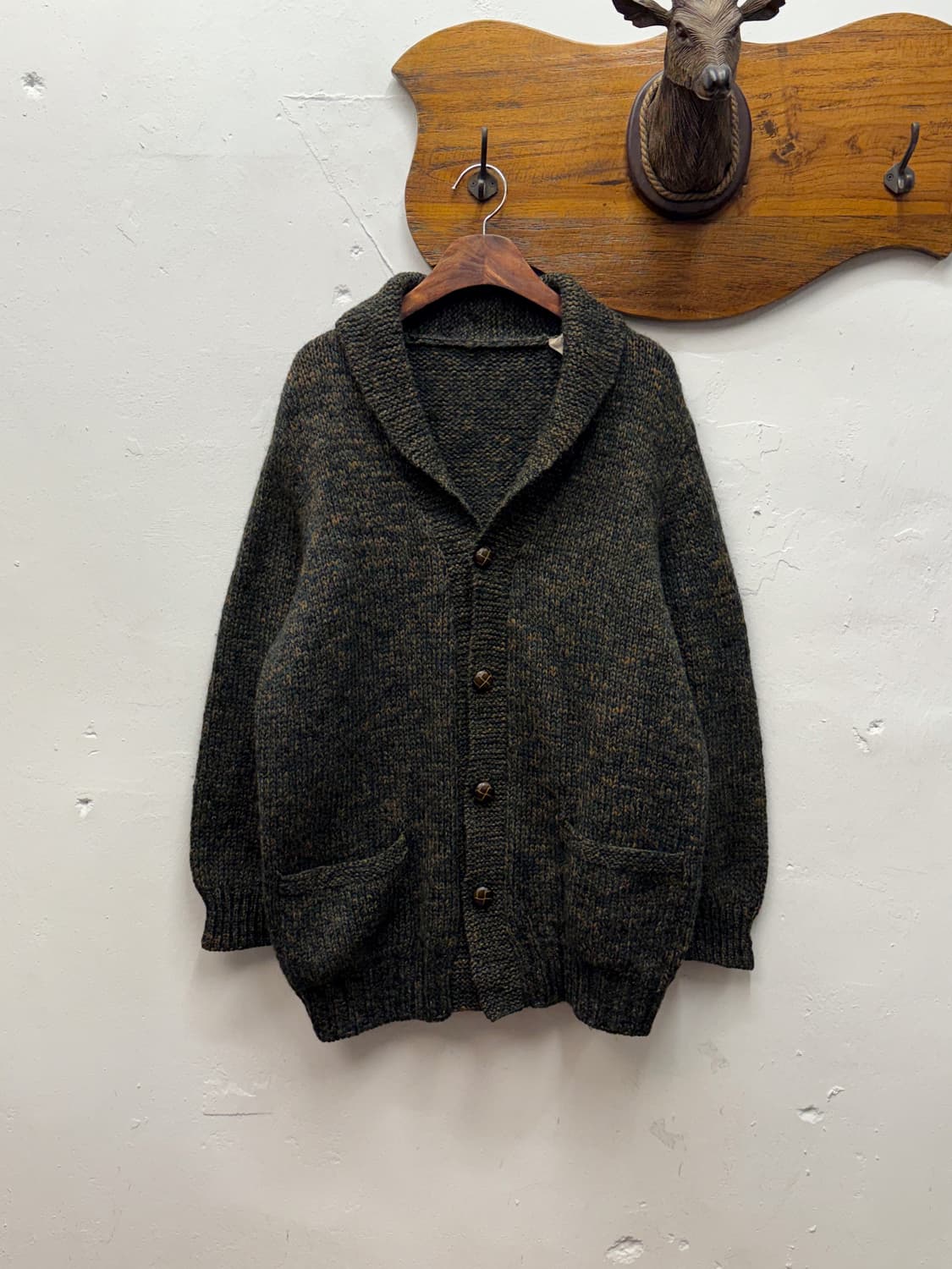 80-90s Vintage Wool Shawl Collar Knit Ca 상품이미지1