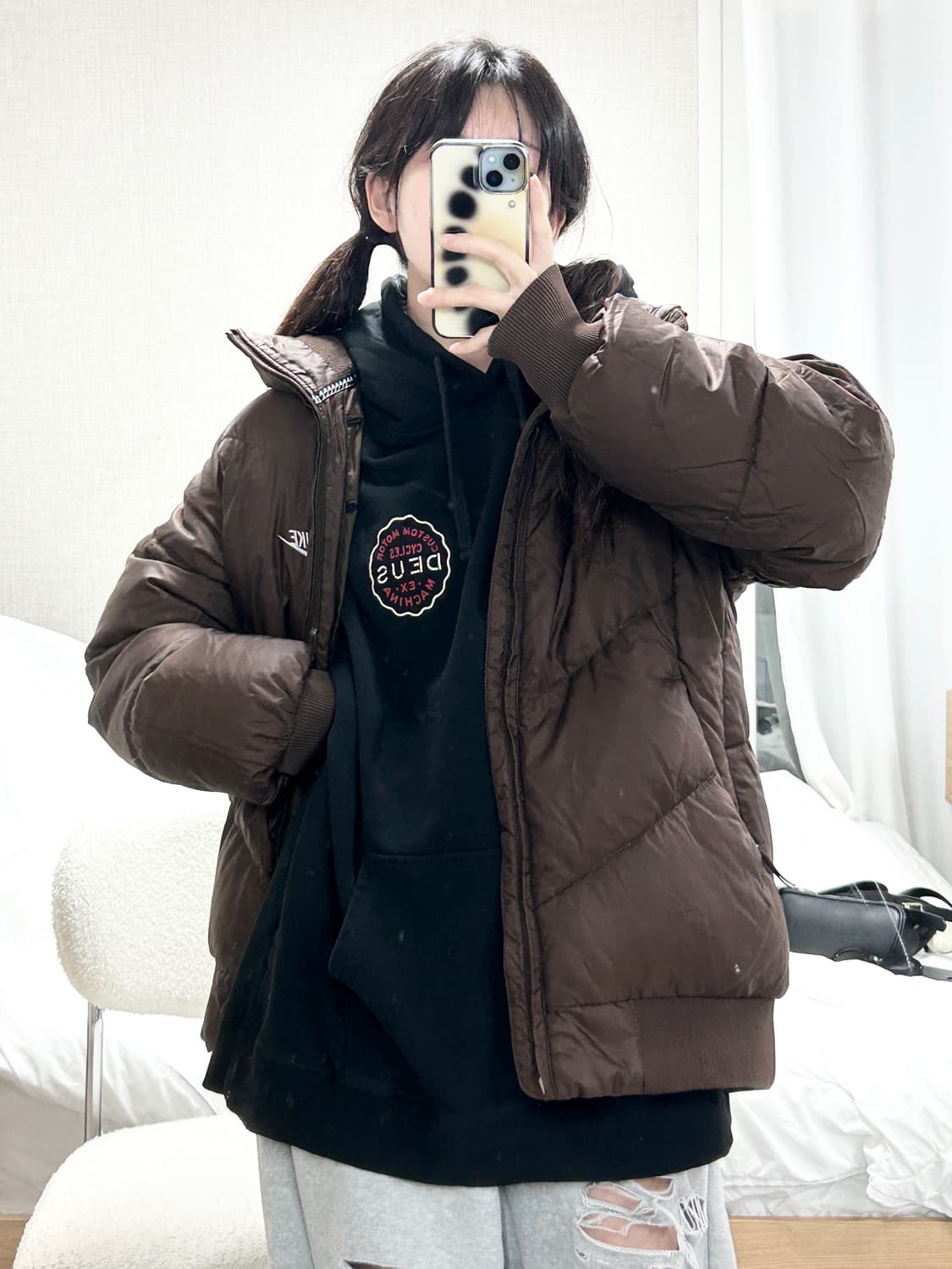 나이키 초코 브라운 투웨이 덕다운패딩 상품이미지5