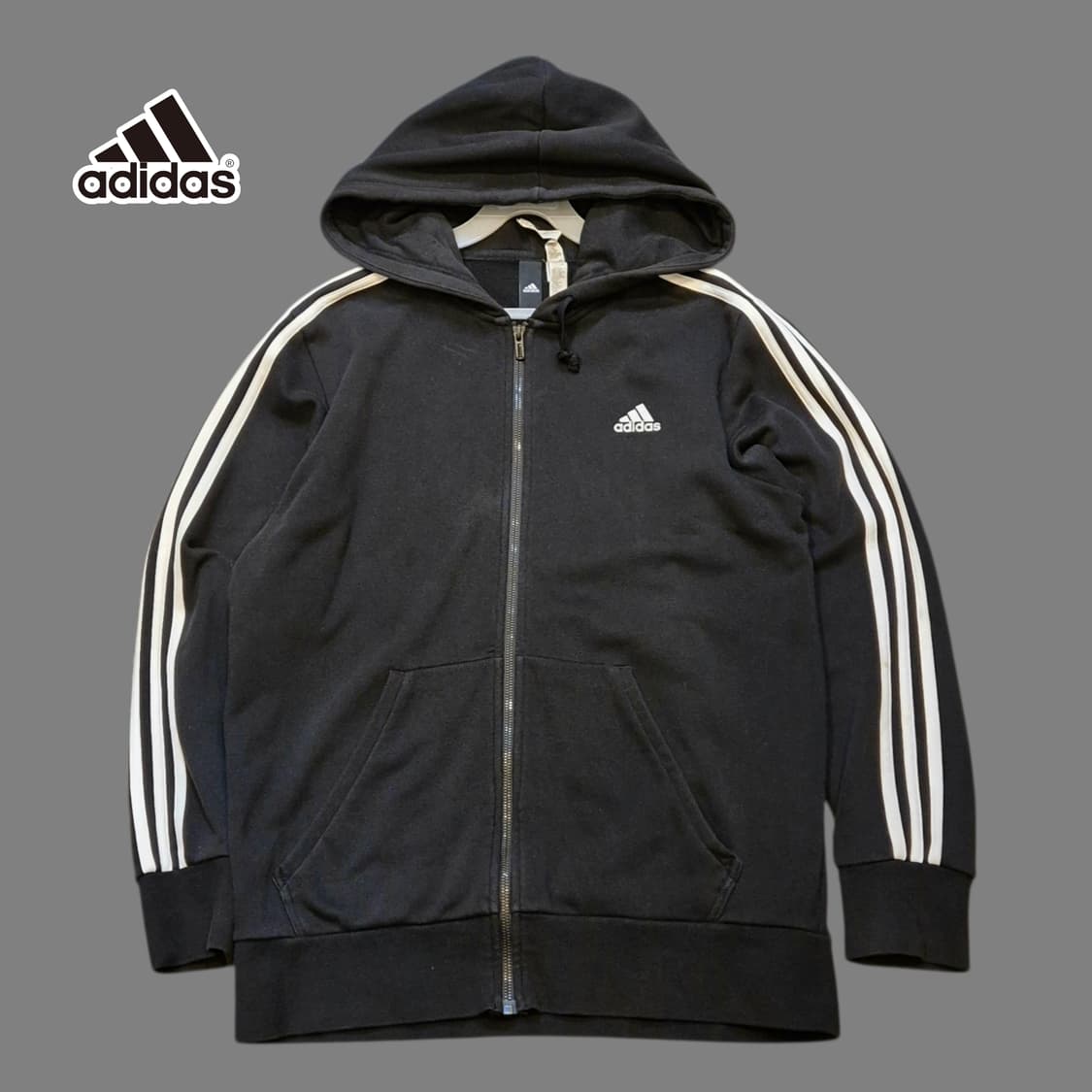 실사이즈 L~XL 아디다스 블랙 후드집업  상품이미지1