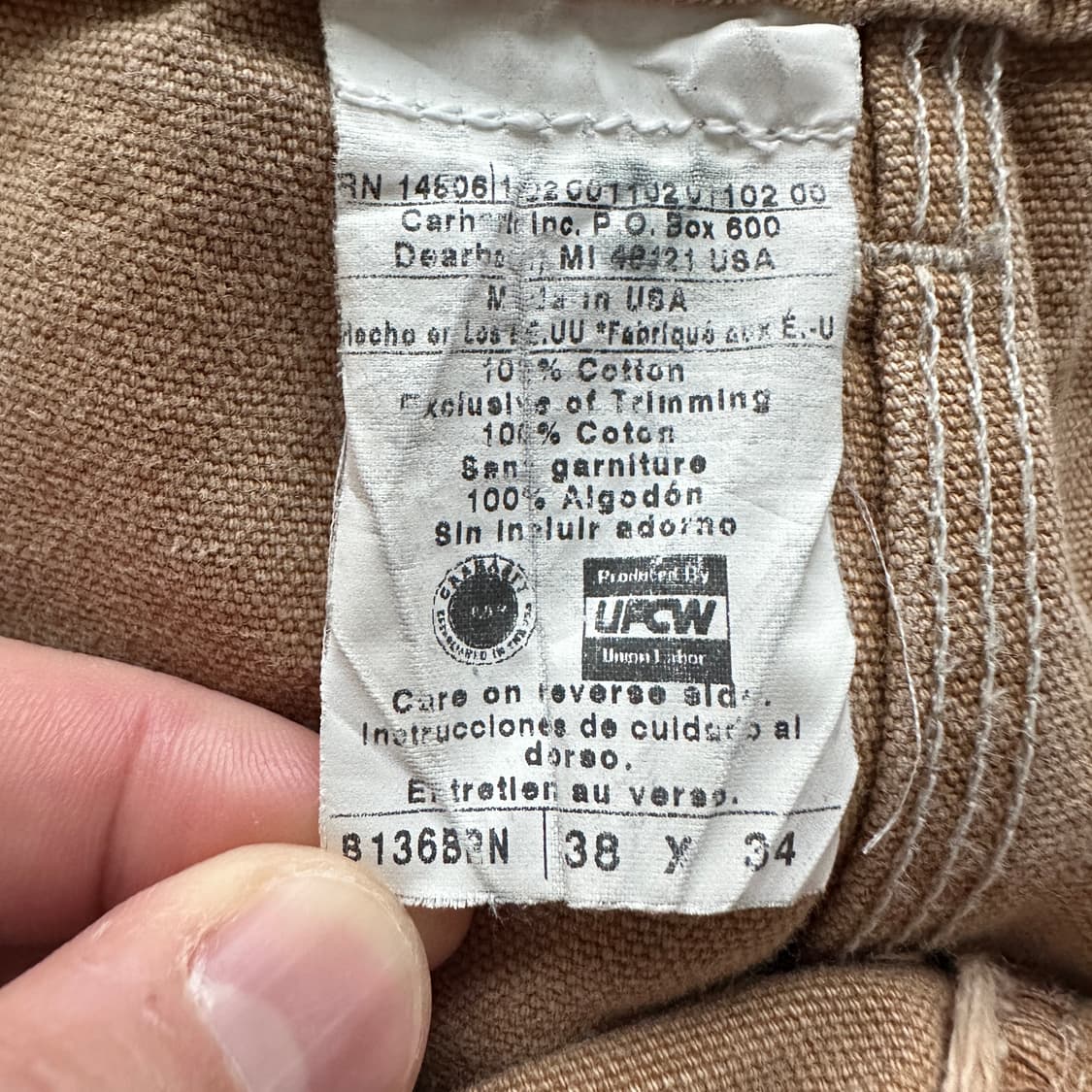 90s 칼하트 더블니 made in usa B136 BRN 상품이미지7