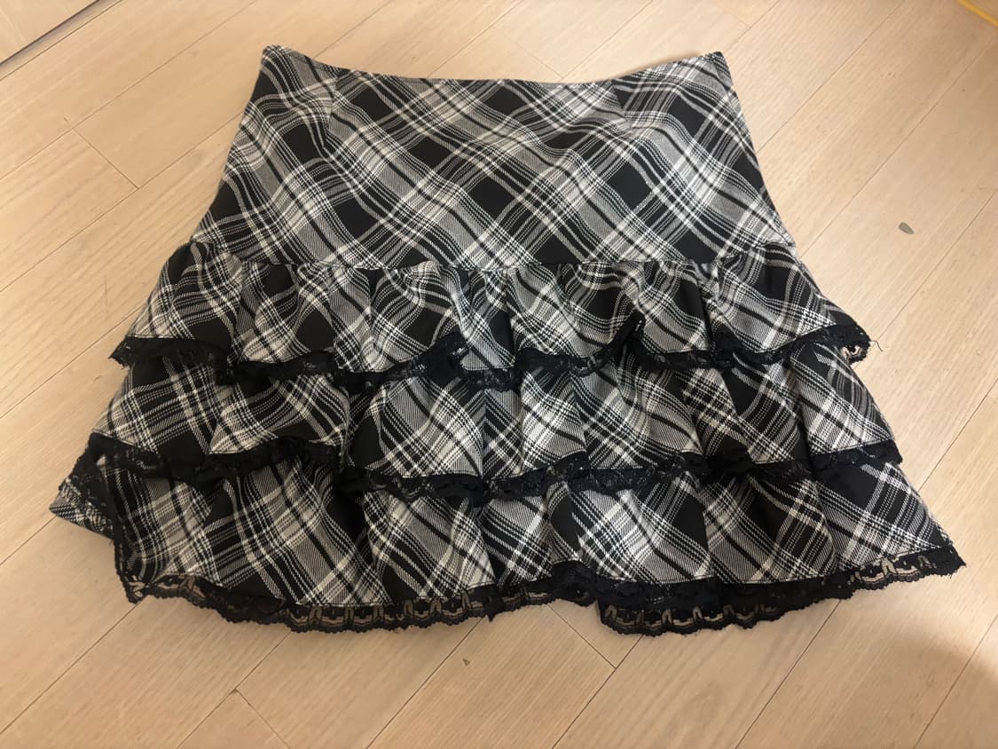 와걸 체크 프릴 캉캉 스커트 상품이미지1